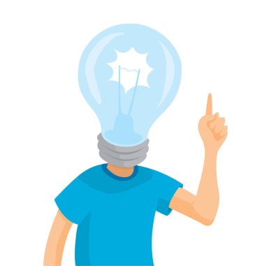 Dev ampul kafa veya fikir ile yaratıcı adam