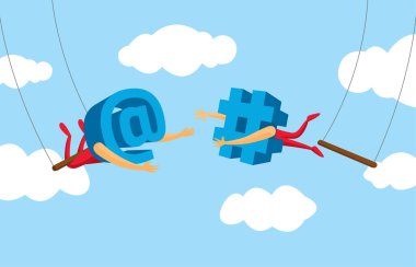 Simge ve hashtag veya trapez uçan üzerinde rakamı