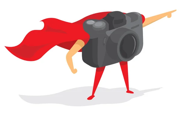 Appareil photo super héros photographique avec cape — Image vectorielle