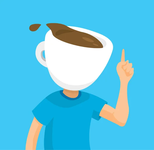 Любитель кофе с кофейной головой — стоковый вектор