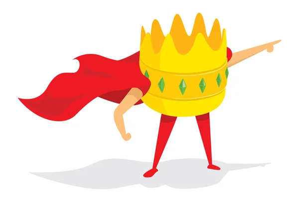 Rey o corona super héroe de pie con capa — Vector de stock