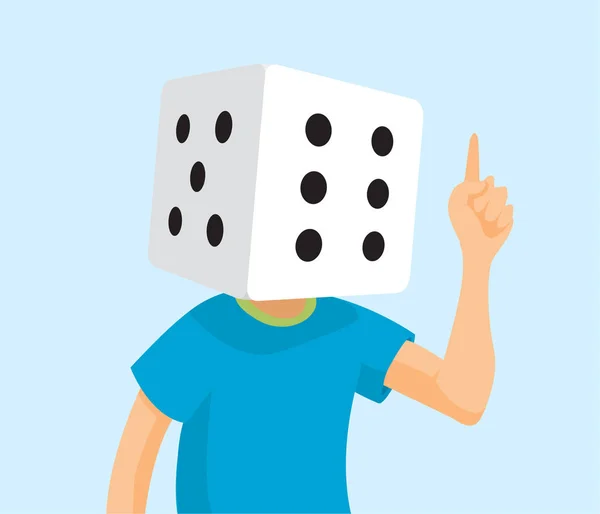 Gambler dice huvud med spelet tankar — Stock vektor