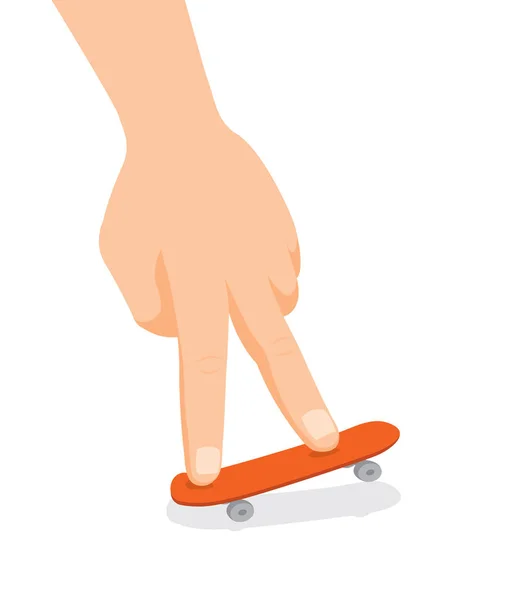 Human hand skating on tiny skate — Stock Vector
