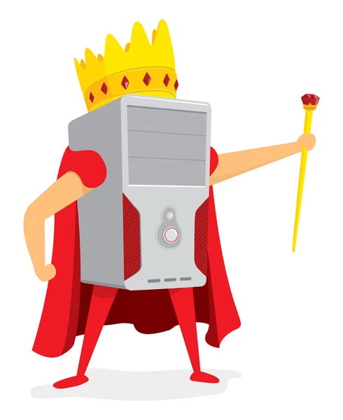 Kung av datorer stående med krona — Stock vektor