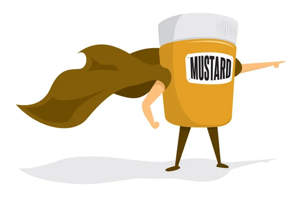 Mustard super hero standing with cape — Stock Vector
