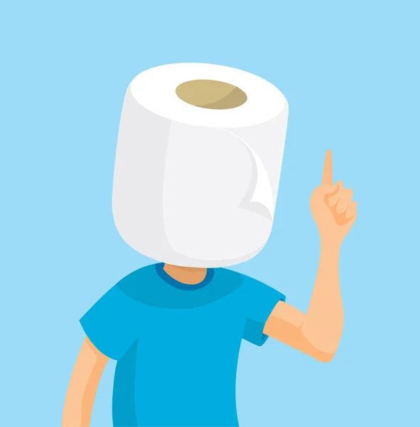 Homme avec tête de papier toilette — Image vectorielle