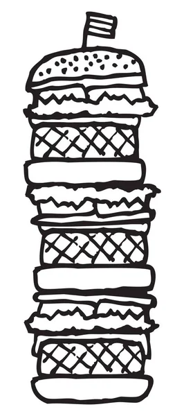 Grote zwart-wit kleuren Hamburger — Stockvector