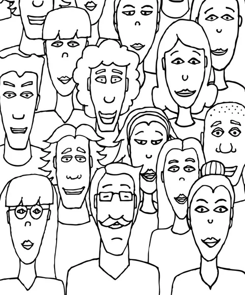 Crowded people in black and white — Stock Vector