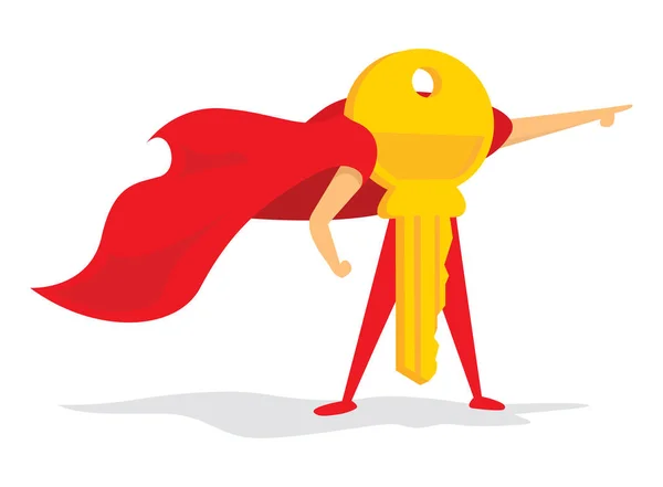 Viktiga super hjälte står med cape — Stock vektor