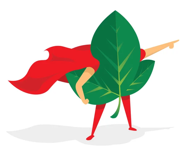Gröna super leaf hjälte med cape — Stock vektor