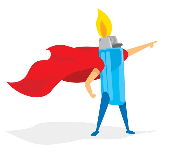 Tändare eller brand super hjälte med cape — Stock vektor