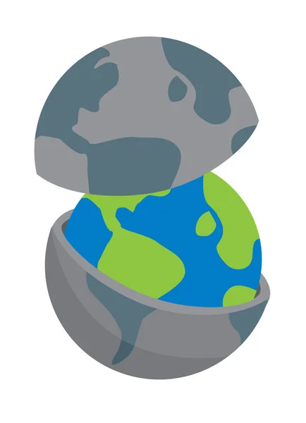 Planète terre mamushka ouverture à un autre globe — Image vectorielle
