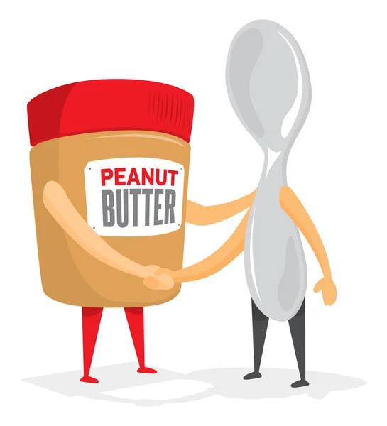 Peanut butter and spoon handshake — Stock Vector