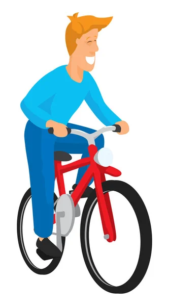 Homme heureux en vélo — Image vectorielle
