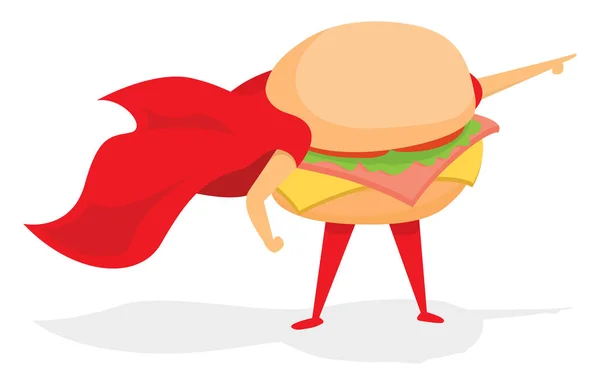 Super héroe sándwich con capa — Vector de stock