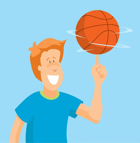 Man spinning basketball on his finger — Stock Vector