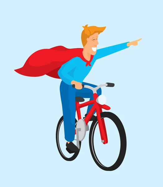 Vélo super héros chevauchant son vélo — Image vectorielle