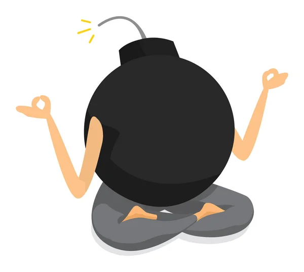 Bomba practicando yoga y meditación — Vector de stock