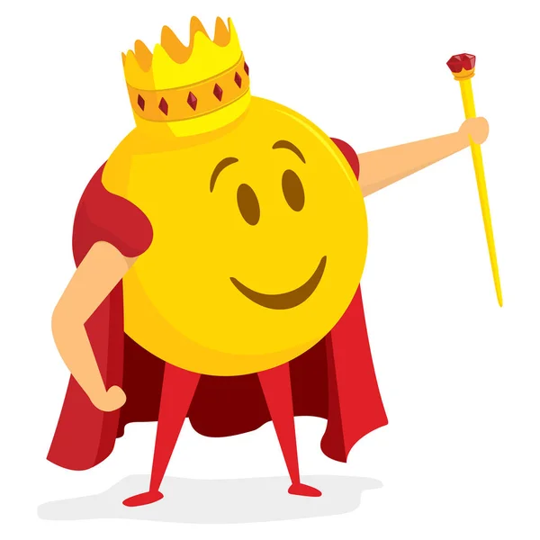 Schattig emoji keing met scepter — Stockvector