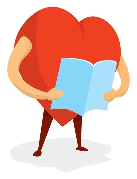 Corazón humano leyendo un libro o aprendiendo — Vector de stock