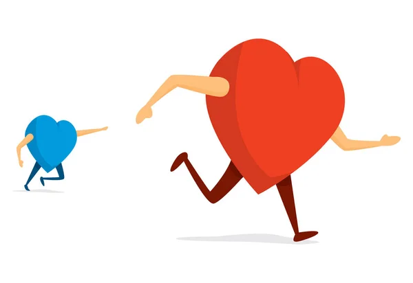 Coeur rouge fuyant l'amour — Image vectorielle