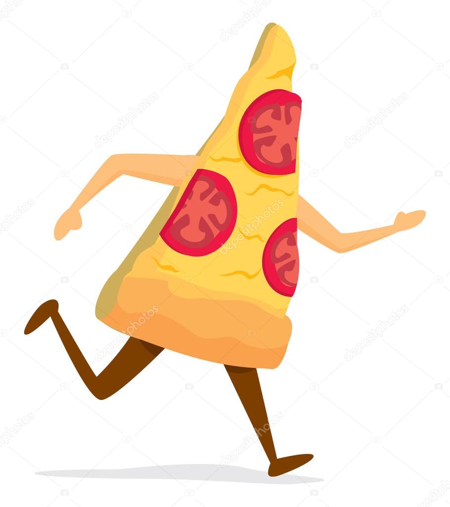 Slice of pizza running or excercising — Stock Vector © Curvabezier