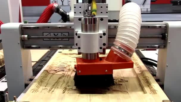 Cnc Milling Machine Milling Engraving Installation Cnc Woodworking Machine Machine — Stock Video