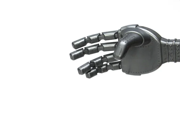 Robot kéz fehér háttérrel. Modern kibernetika. — Stock Fotó