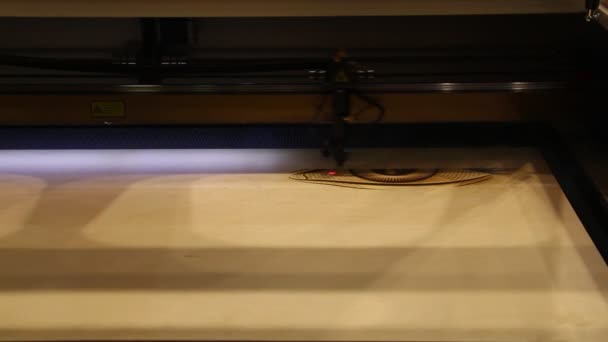 Cnc燃烧机 自动化 激光雕刻家制作并雕刻一块扁平的木板 Cnc机器上的木柴燃烧 — 图库视频影像