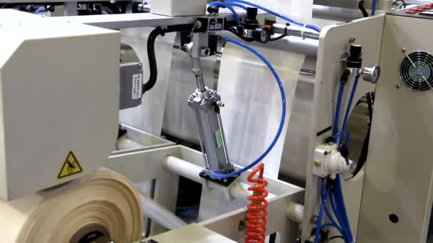 Video Mostra Una Fabbrica Che Produce Sacchetti Plastica Pozzi Stanno — Video Stock
