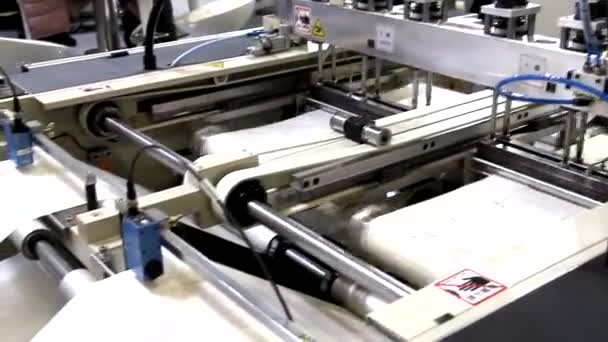 Video Mostra Una Fabbrica Che Produce Sacchetti Plastica Pozzi Stanno — Video Stock