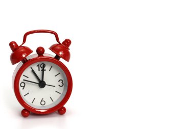 Red watch on a white background. The clock shows 11 hours.