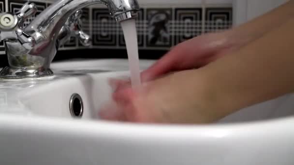 Laver Les Mains Laver Les Mains Sous Eau Courante Concept — Video