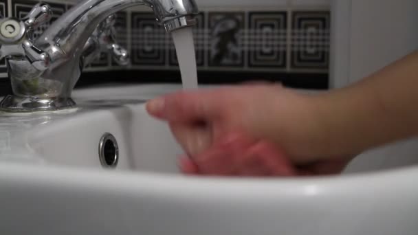 Laver Les Mains Laver Les Mains Sous Eau Courante Concept — Video