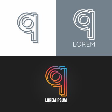 arka plan harf Q logo alfabe Tasarım Icon set