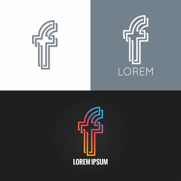 Ikon desain logo huruf F mengatur latar belakang - Stok Vektor