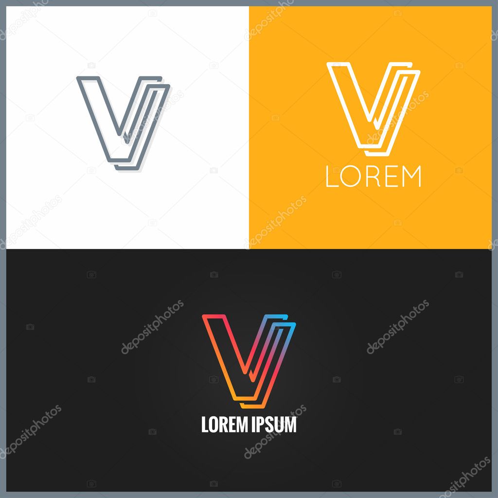 Letter V logo alphabet design icon background