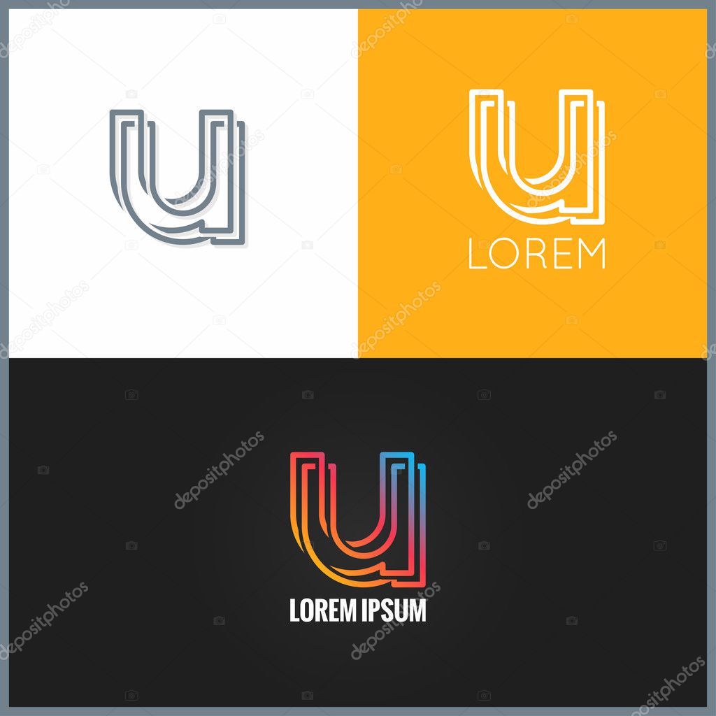 Letter U logo alphabet design icon background
