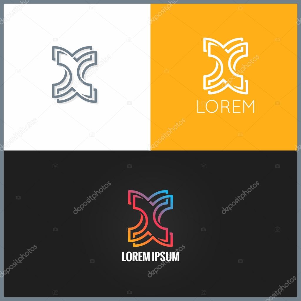 Letter X logo alphabet design icon background