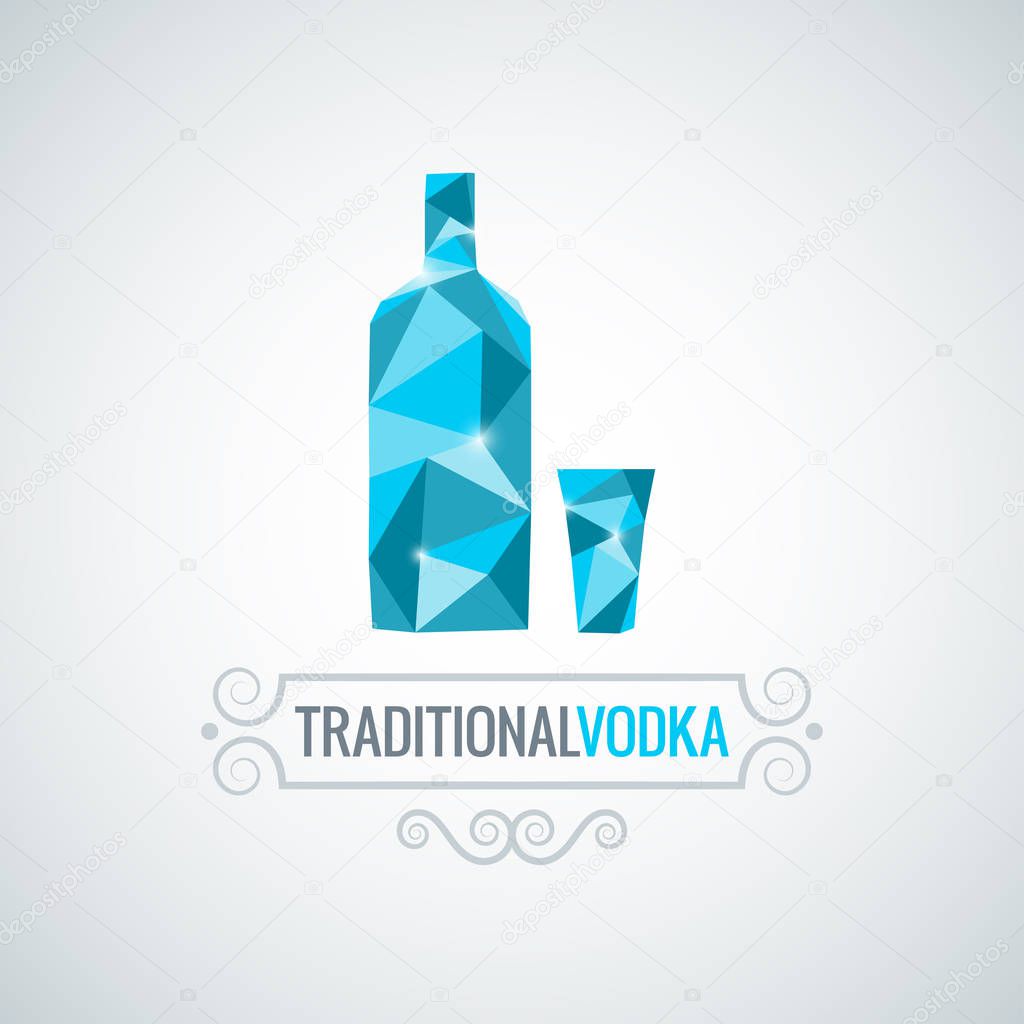 Vodka bottle poly design vector background 10 eps