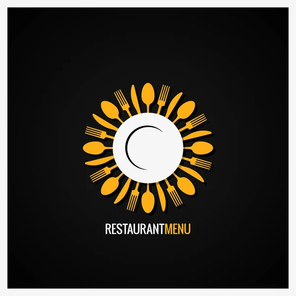 Logo alimentaire. Fourchette et couteau étiquette fond . — Image vectorielle