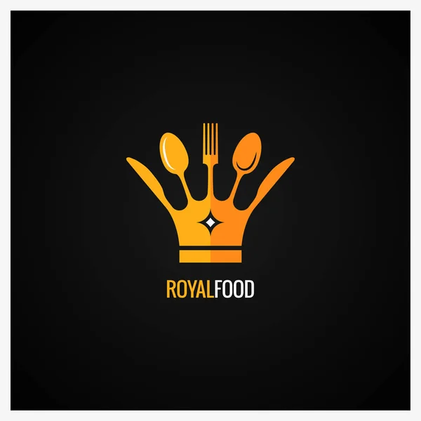 Lebensmittel-Logo. Gabel und Messer Krone Hintergrund. — Stockvektor