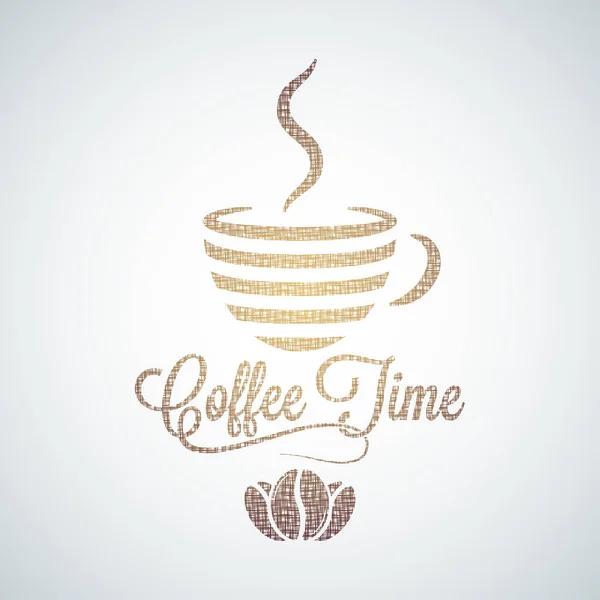 Taza de café, textura etiqueta diseño fondo . — Vector de stock