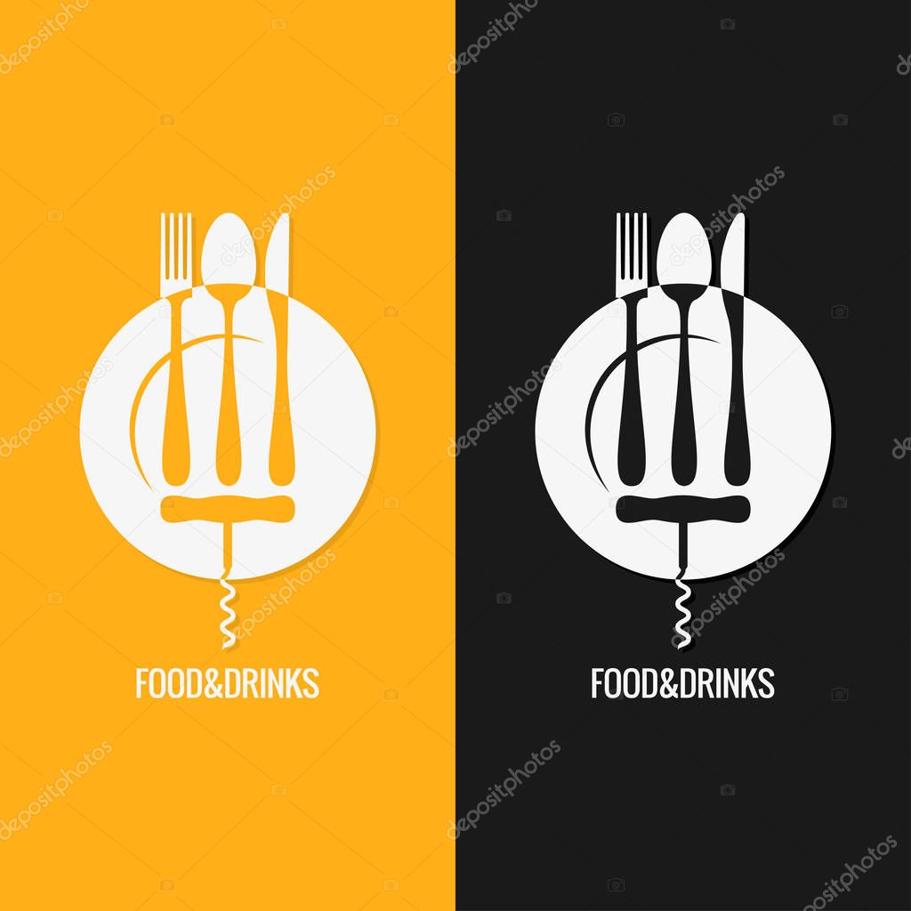 Food And Drink . Plate Fork Knife Spoon 10 eps