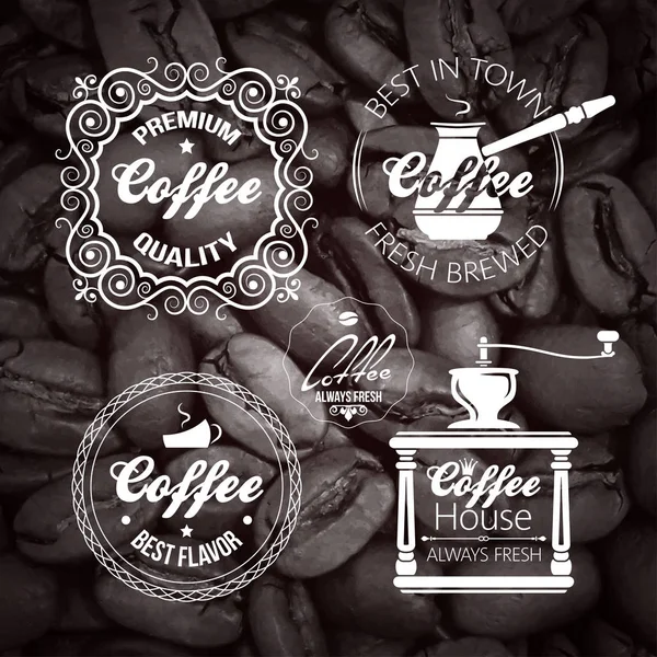 Koffie vector Label ingesteld. Vintage achtergrond. — Stockvector