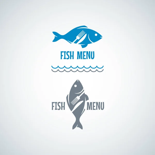 Logo de alimentos para peces. Tenedor y cuchillo Vector Fondo , — Vector de stock
