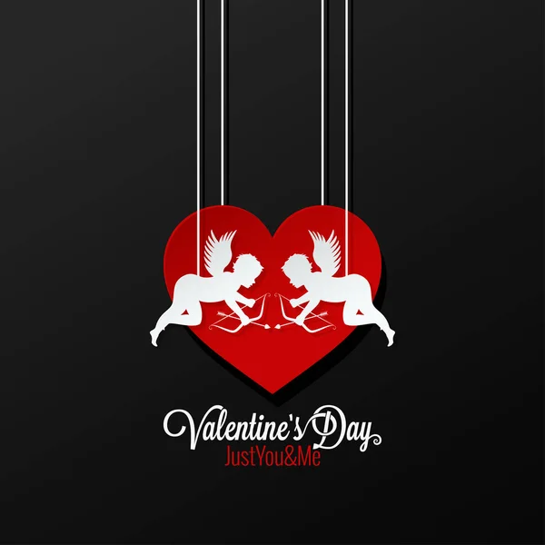 Couple Saint-Valentin sur fond de coeur — Image vectorielle