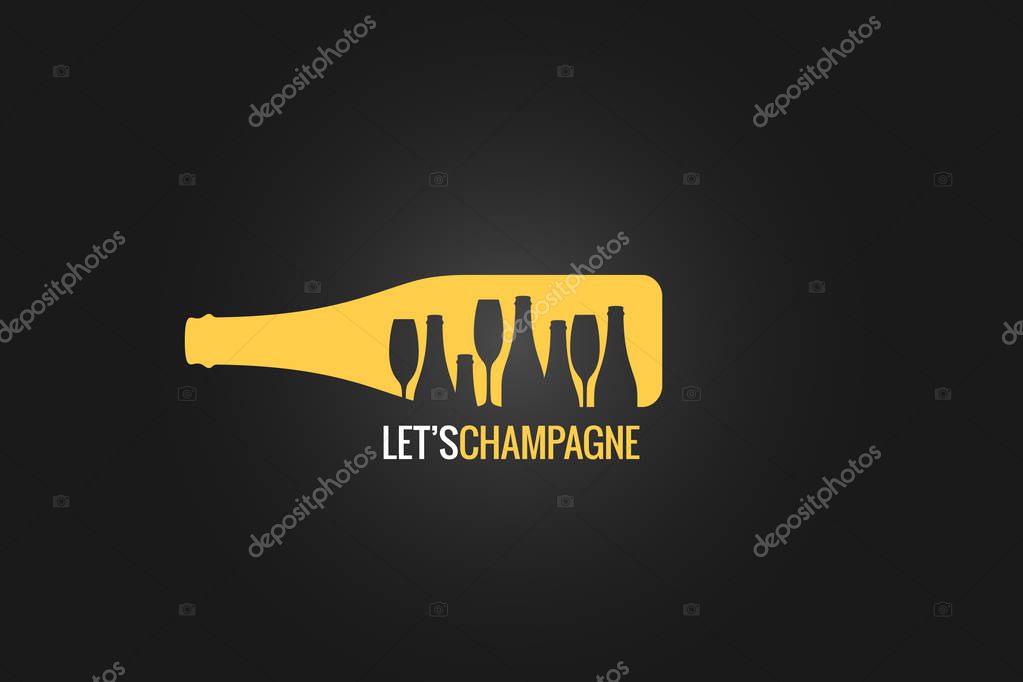 Champagne bottle logo design background 10 eps