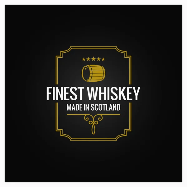 Logo whisky etiqueta oscura diseño fondo — Vector de stock