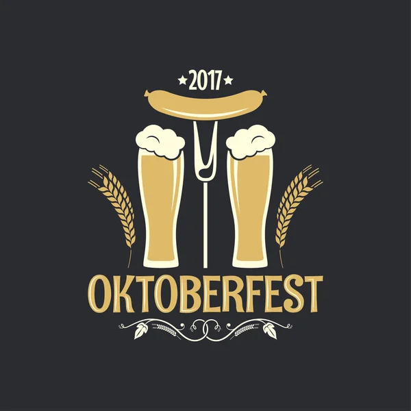 Oktoberfest bier glas logo achtergrond — Stockvector